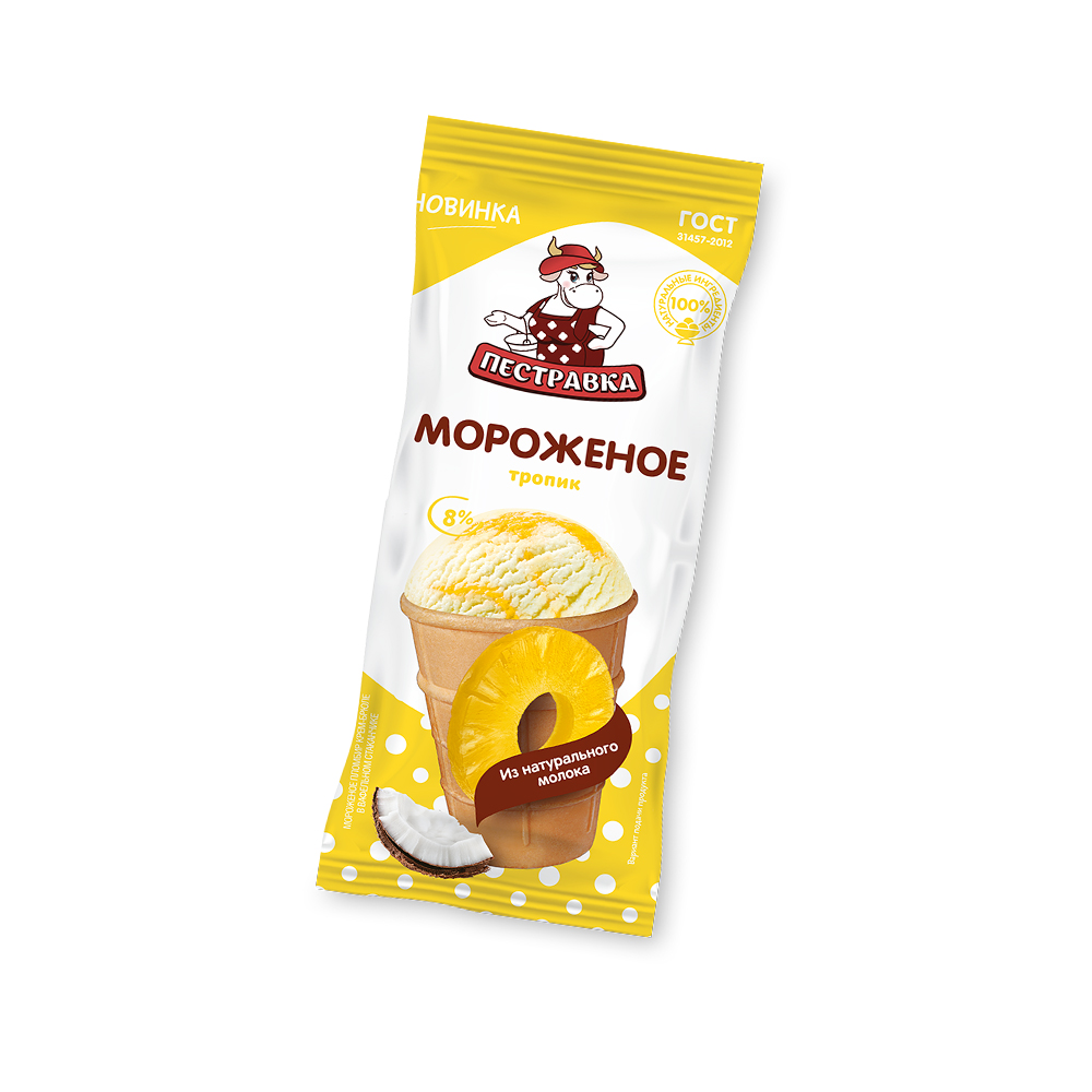 Мороженое ПЕСТРАВКА стакан пл-р тропик 24*100г (С51)