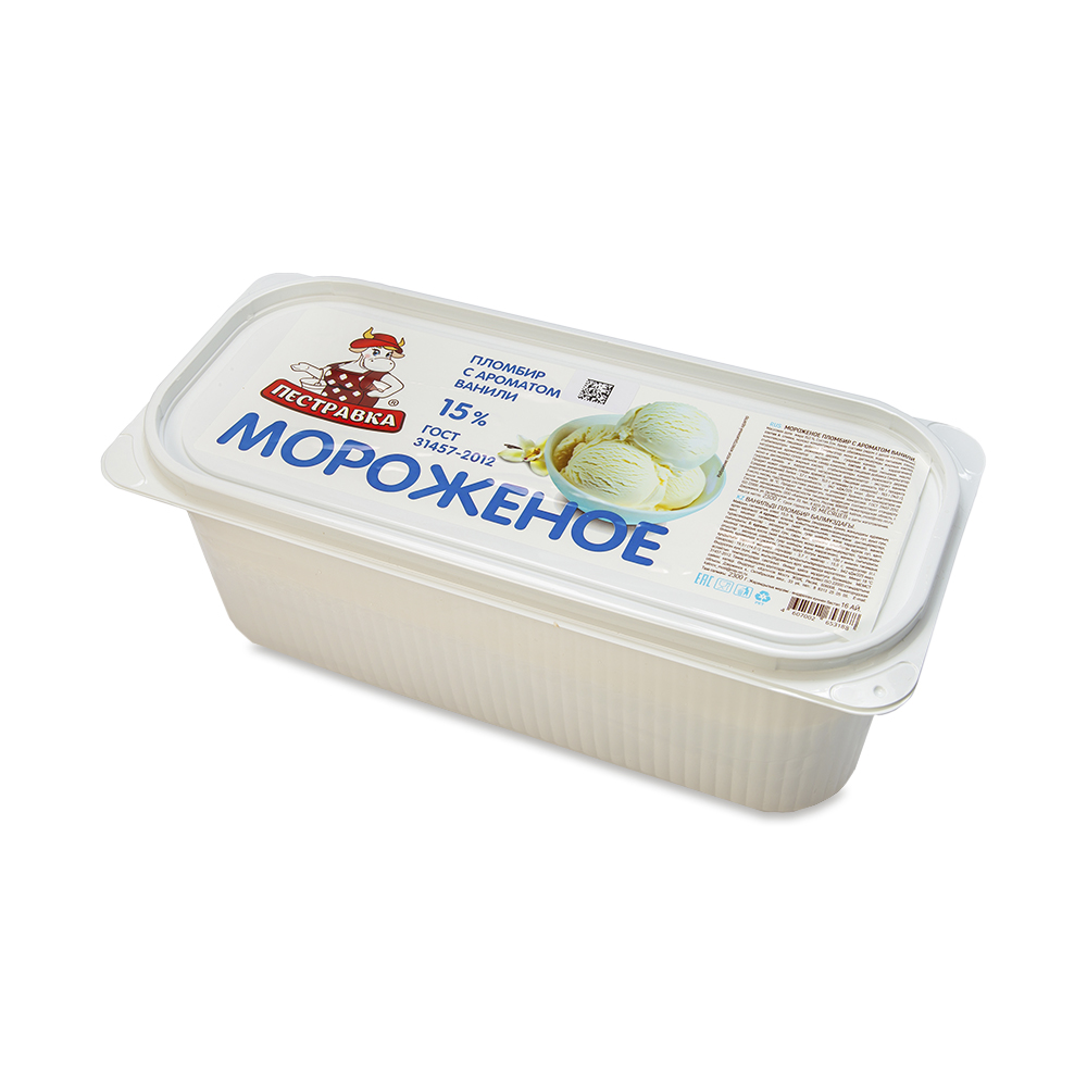 01.Мороженое ПЕСТРАВКА пломбир ван. 15% контейнер 2,3кг 296V