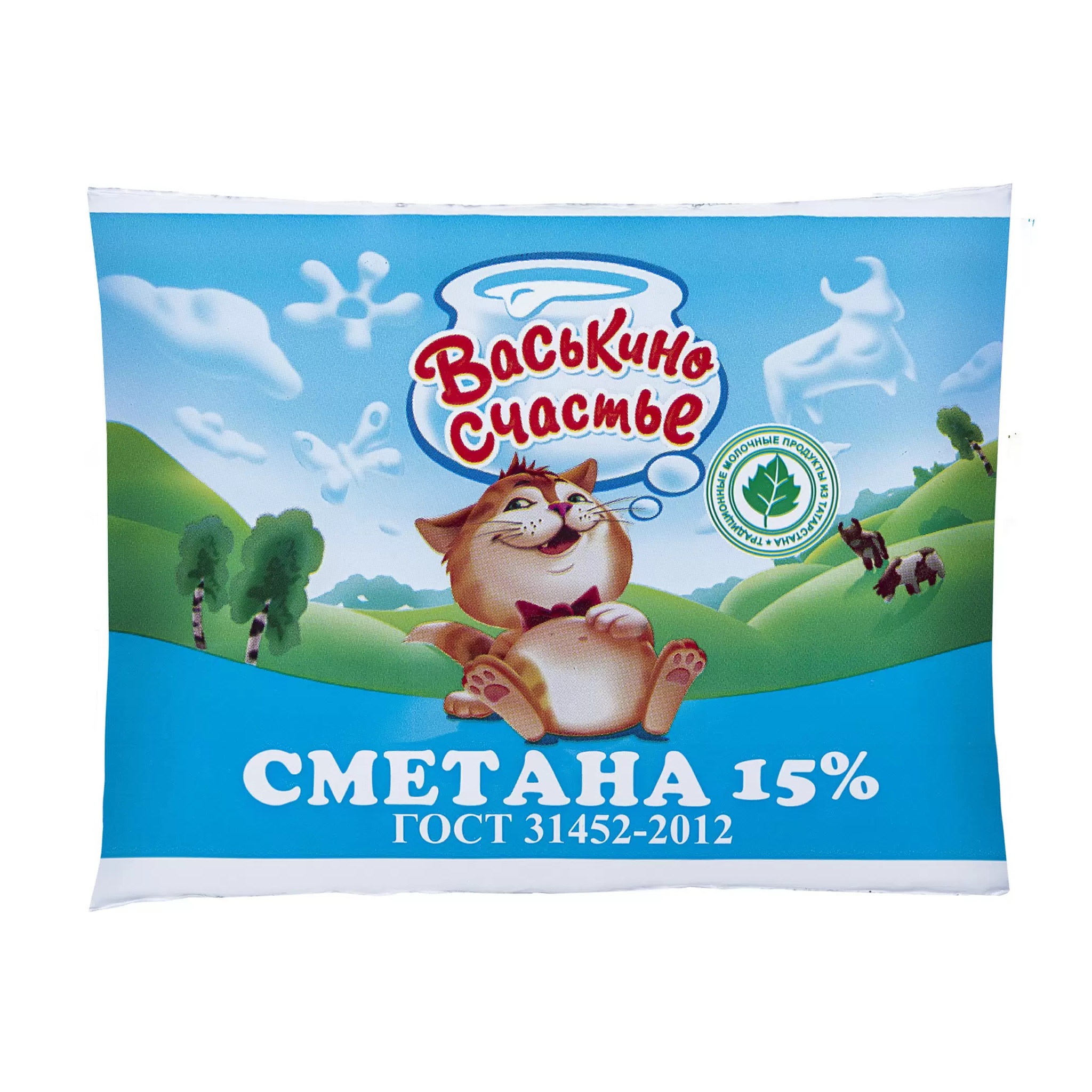 Сметана Васькино счастье 15% фин-пак 250 г