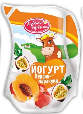 Йогурт Добрая Буренка персик/маракуйя 2.5% кувшин 900 гр