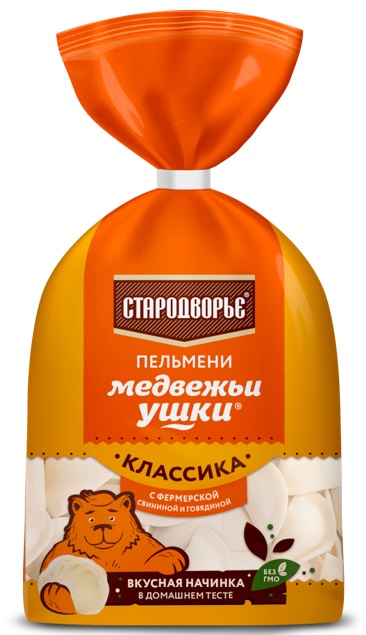 Пельмени Стародворье Медвежьи ушки с фермерской свининой и говядиной Малые 0,7 кг.