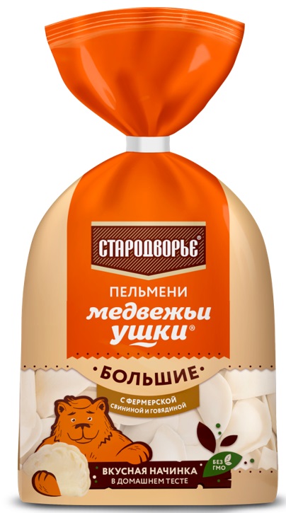 Пельмени Стародворье Медвежьи ушки с фермерской свининой и говядиной Большие 0,7 кг.