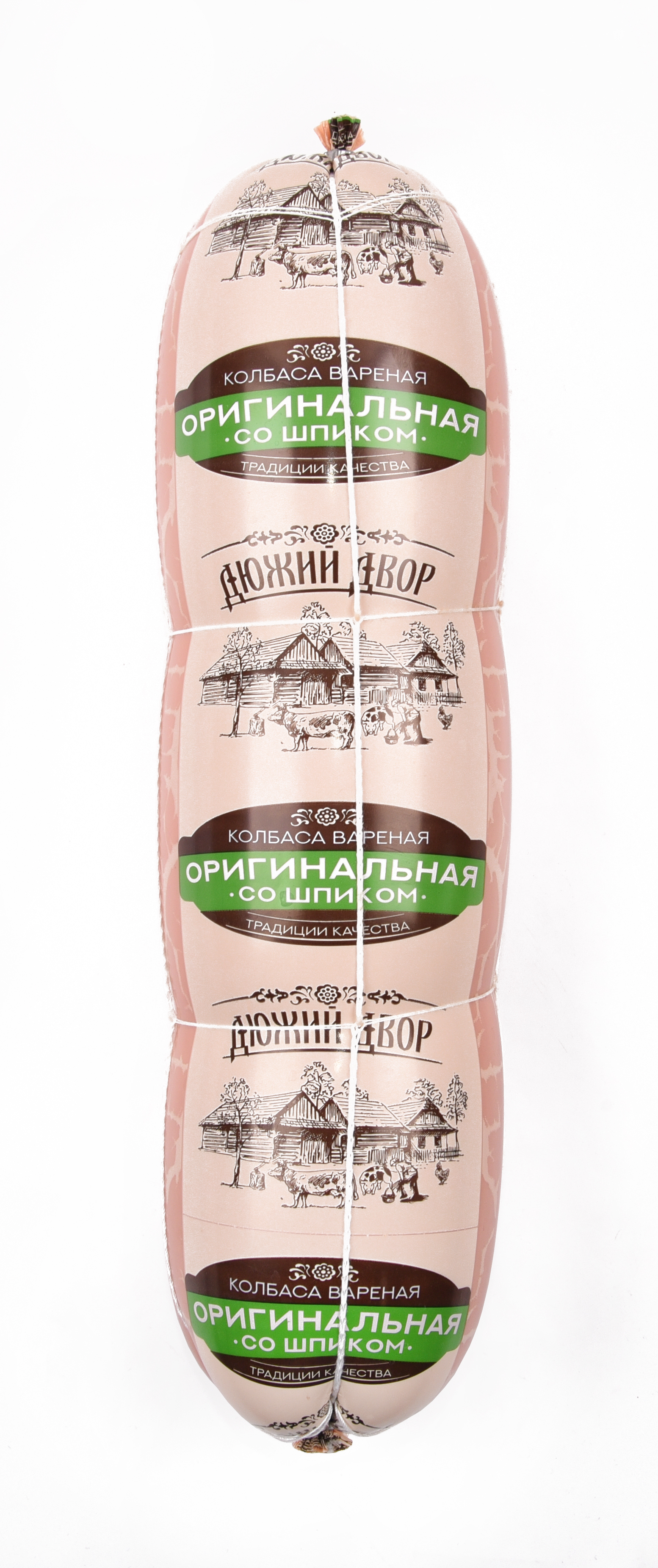 Колбаса вареная Дюжий Двор Оригинальная со шпиком ~2,4 кг вес