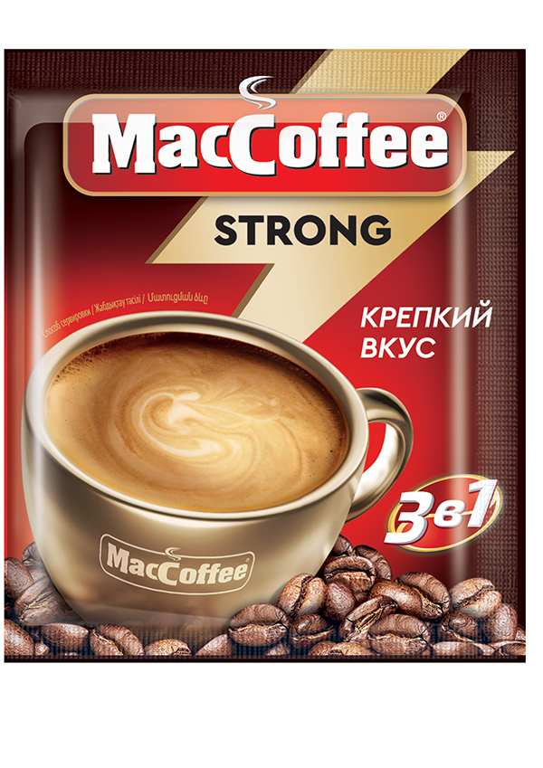 Коф.напиток MacCoffee Стронг 3 в 1 раствор, м/у 18г*10шт*25