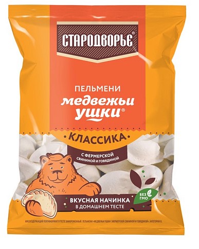 Пельмени Медвежьи ушки с фермерской свининой и говядиной Малые 0,4 кг