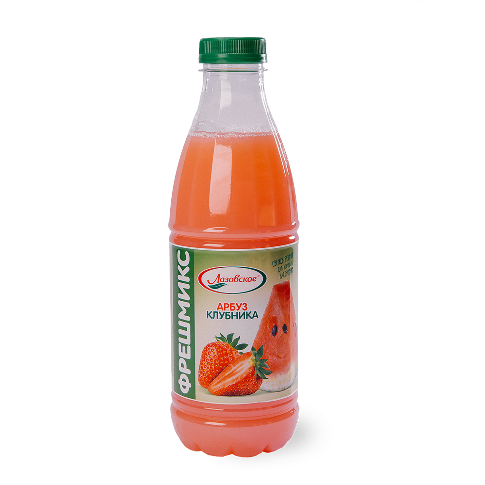 Напиток сывороточный Лазовский с соком арбуза и клубники пастеризованный ПЭТ 930г