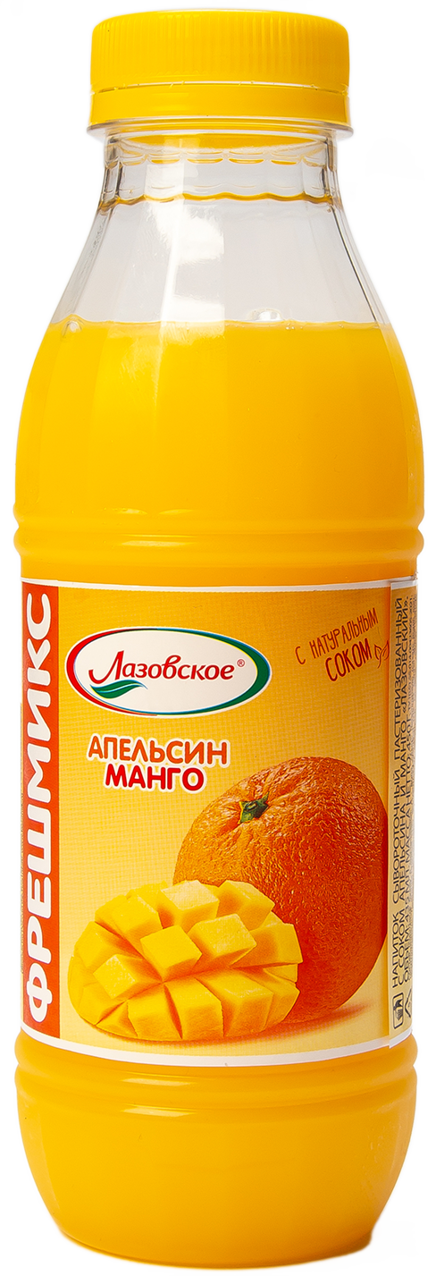Напиток сывороточный Лазовский с соком апельсина и манго пастеризованный ПЭТ 450г