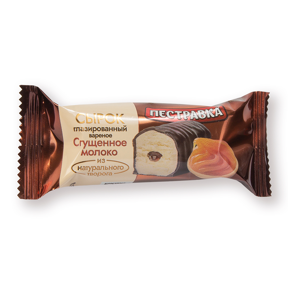 Сырок творожный глазированный Пестравка с варёным сгущённым молоком 23 % флоу-пак 40 гр.