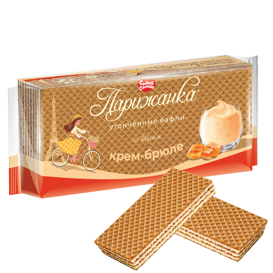Вафли Сладкая Слобода Парижанка со вкусом крем-брюле 210г.