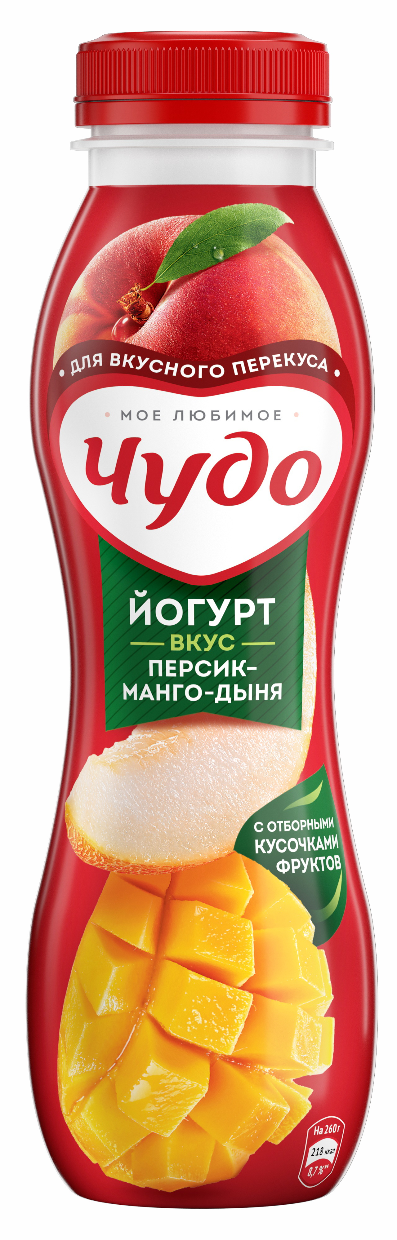 Йогурт Чудо питьевой Персик-Манго-Дыня п/бут 260г 1,9% (6шт)
