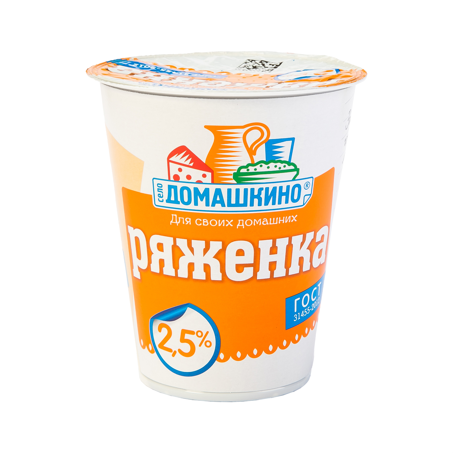Ряженка Село Домашкино термостатный 2,5% 350 г стакан