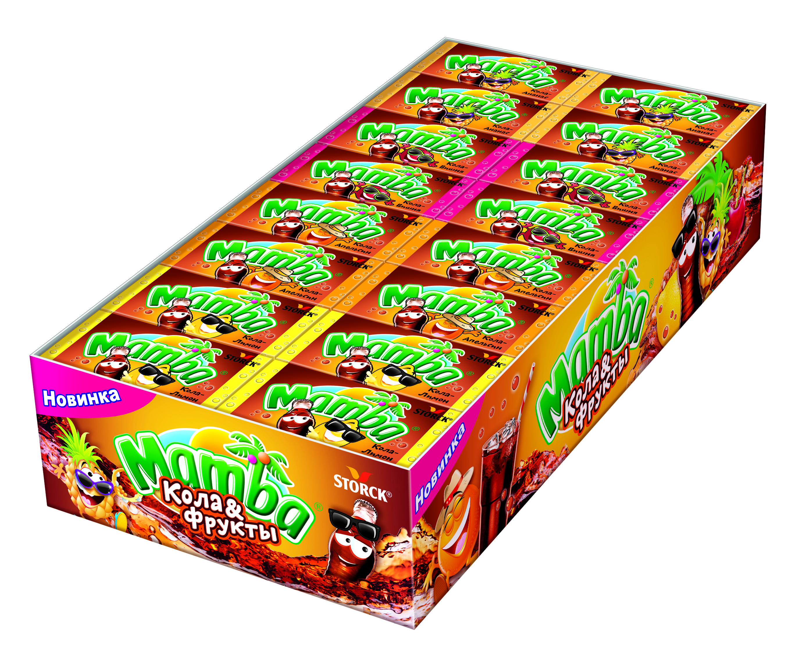 Жевательные конфеты Mamba Кола и Фрукты 6*24*79,5г