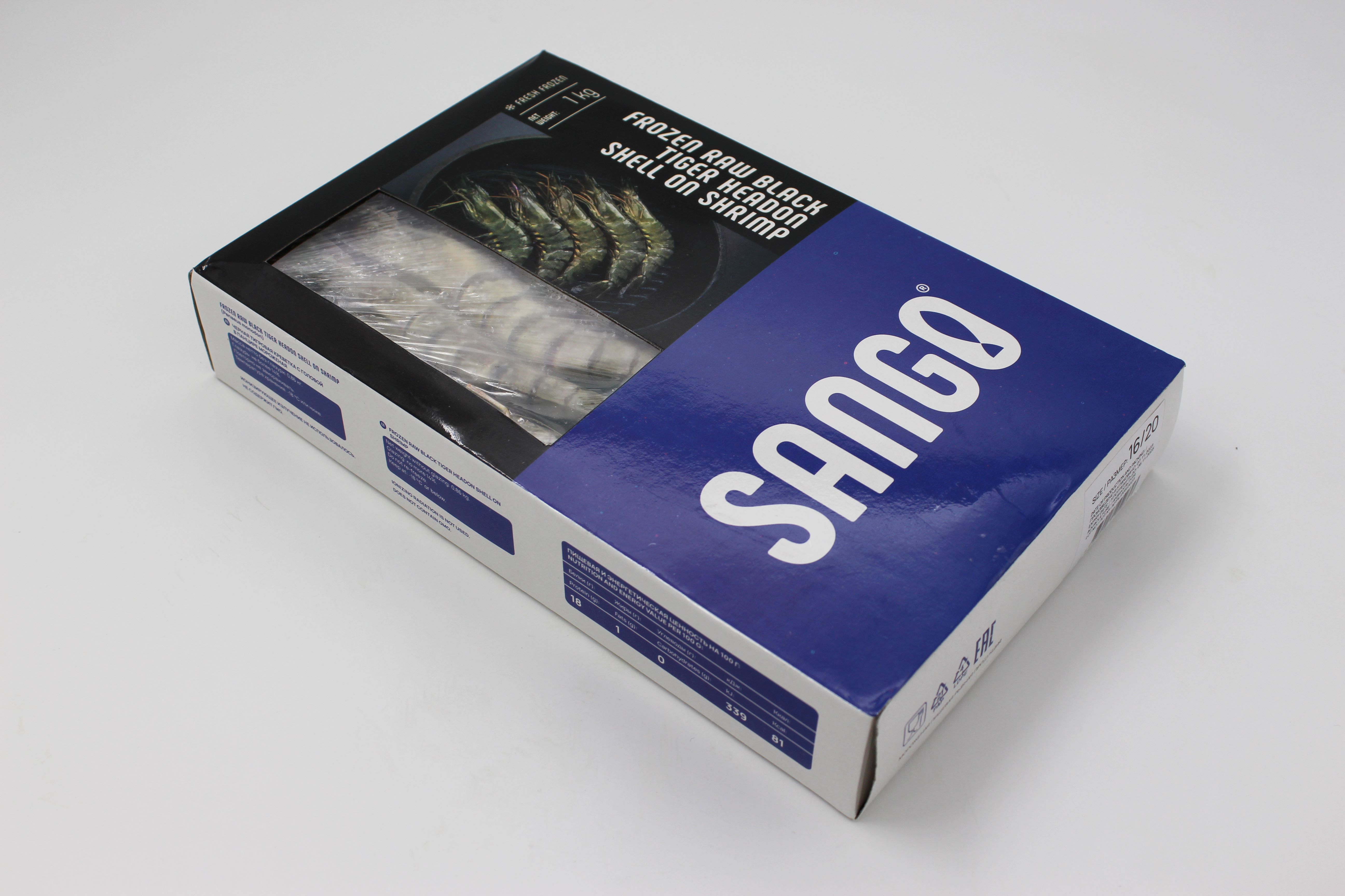 Креветка 16/20  С ГОЛОВОЙ, с/м, 1кг, 1/10, шт