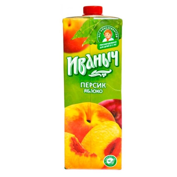 Нектар Яблоко-персик 0,95 л 12 шт Иваныч