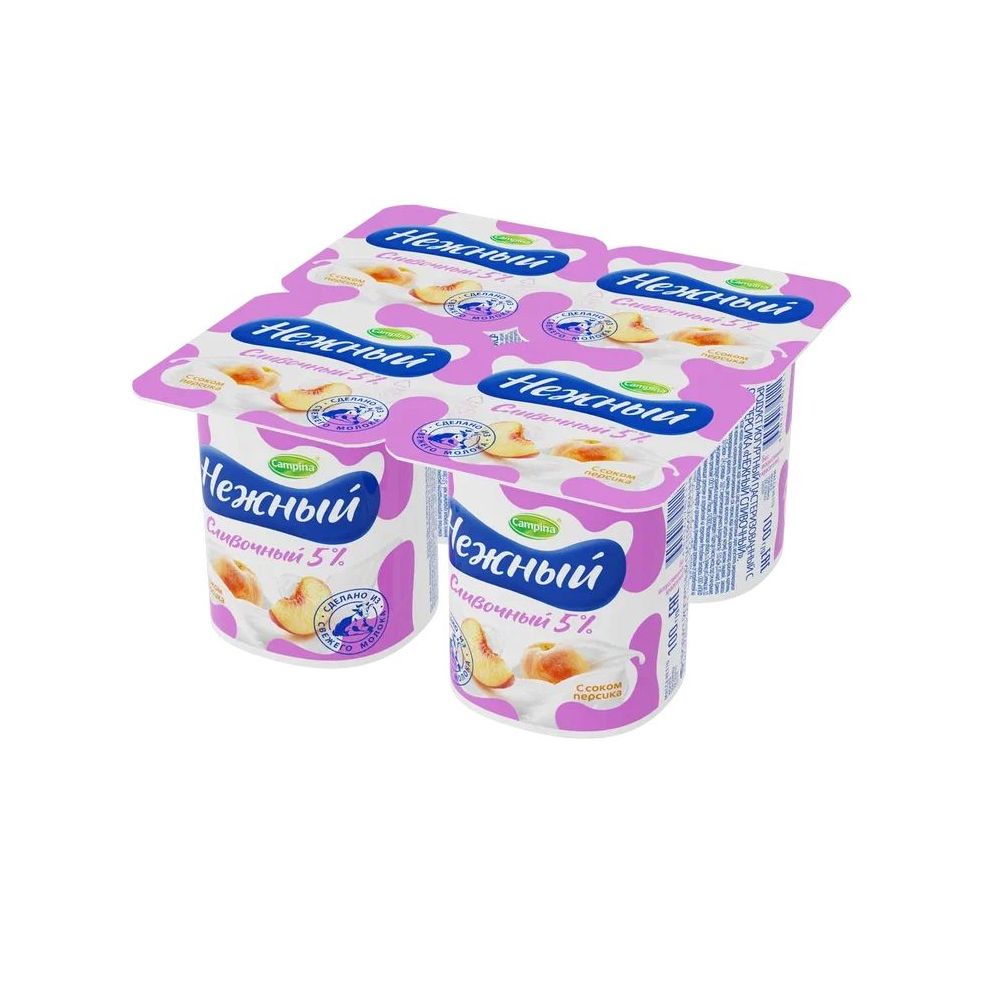 Продукт йогуртовый Нежный сливочный с соком персик 5% 100г