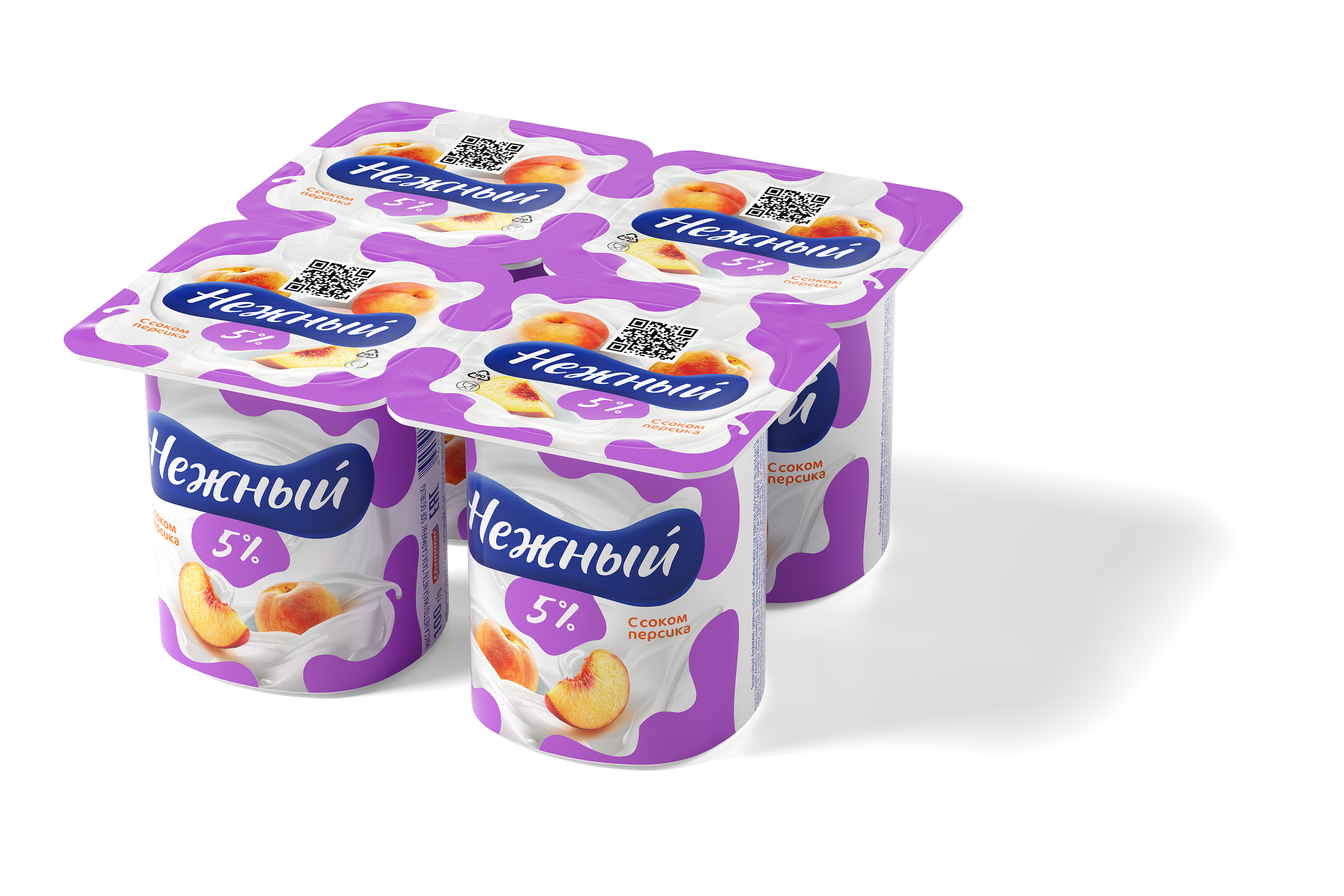 Продукт йогуртовый Нежный сливочный с соком персик 5% 100г