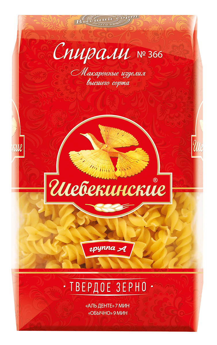 Макаронные изделия Шебекинские №366 спирали, 0,45кг (20шт)