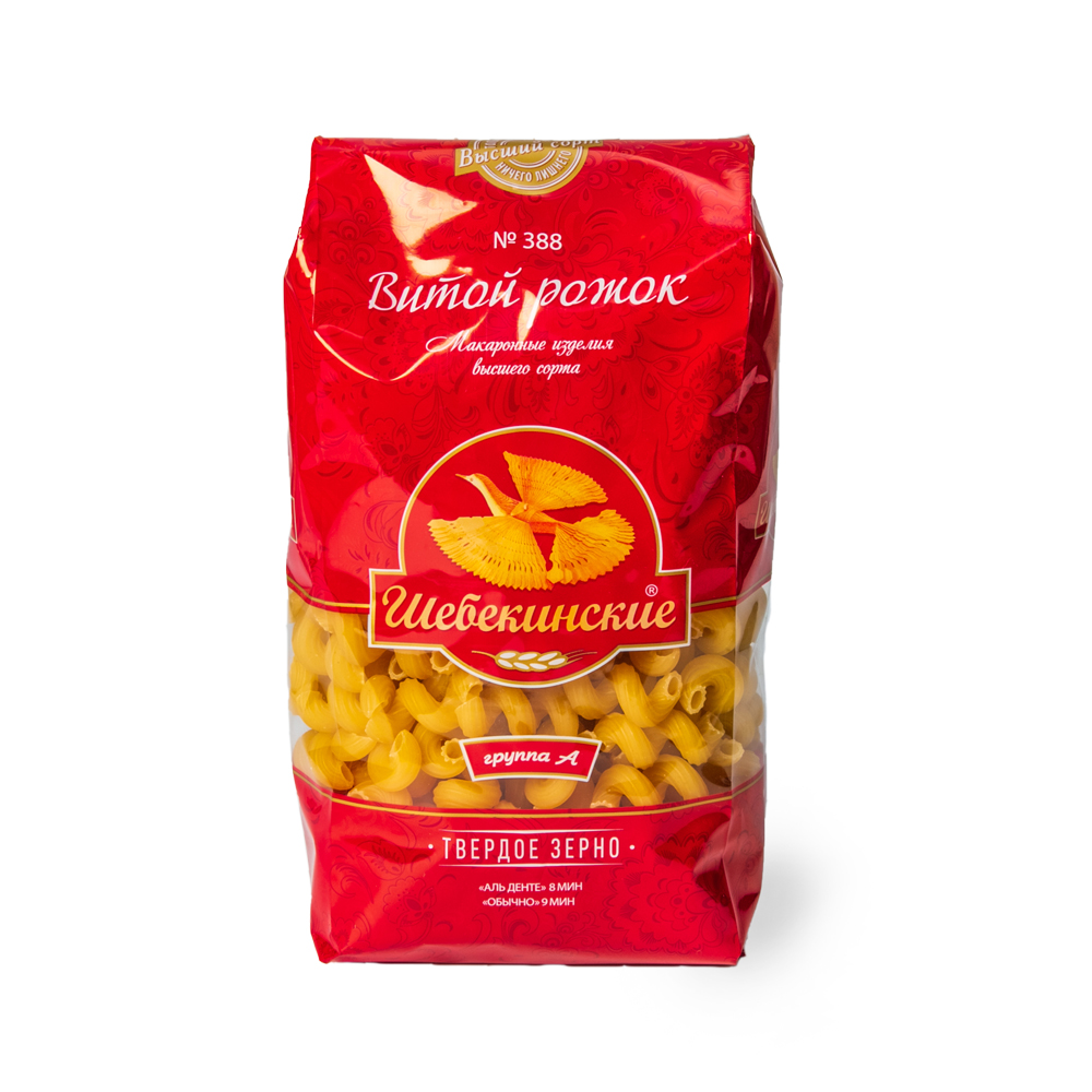 Макаронные изделия Шебекинские №388 витой рожок 0,45кг (20шт)