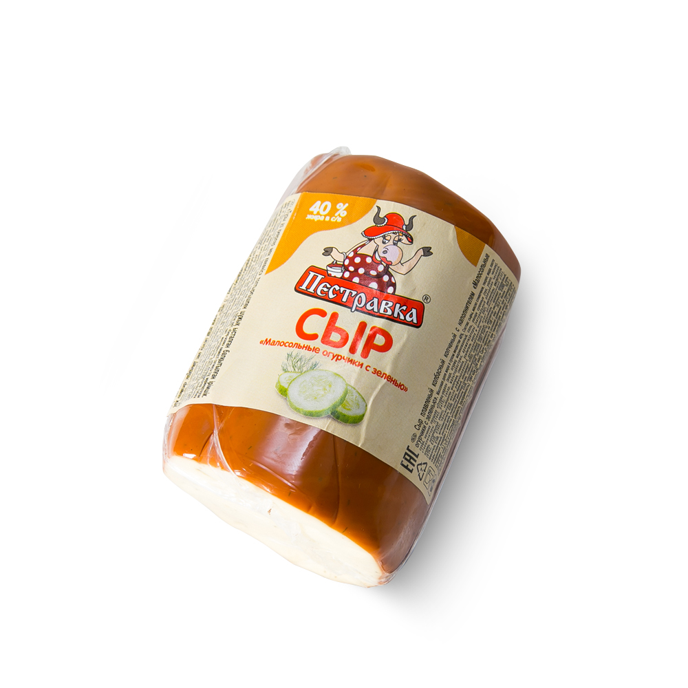 Сыр колбасный Пестравка Малосольные огурчики с зеленью 40% 350г