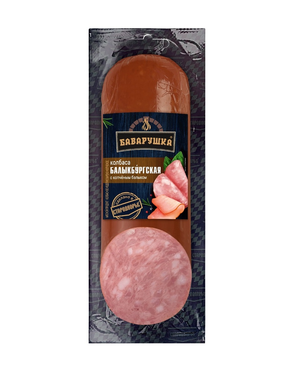 Колбаса в/к Баварушка Балыкбургская с копченым балыком срез в/у 0,35 кг (50 сут)