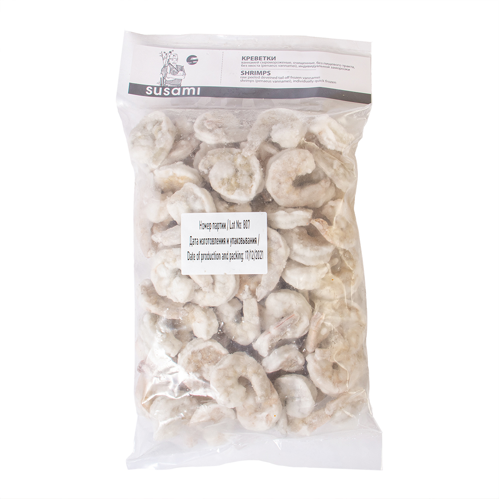 Креветки Vannamei (SUSAMI) 26/30 с/м, б/г, очищенные, без пищевого тракта, без хвоста 0,93 кг, Вьетнам (DL145)