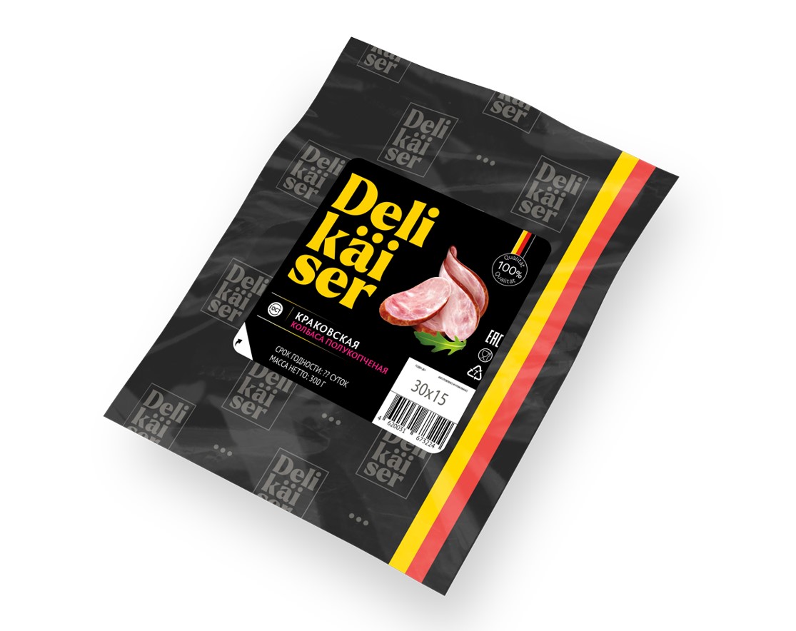 Колбаса Delikaiser Краковская ГОСТ п/к 300 гр (60 суток)