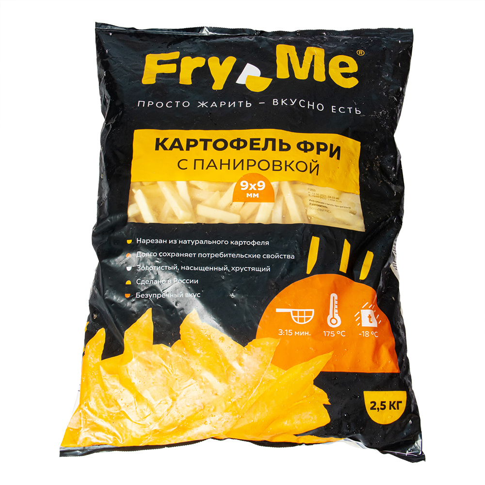 Картофель фри Fry Me Expert FMS9 с панировкой 9х9 мм пакет 2,5 кг