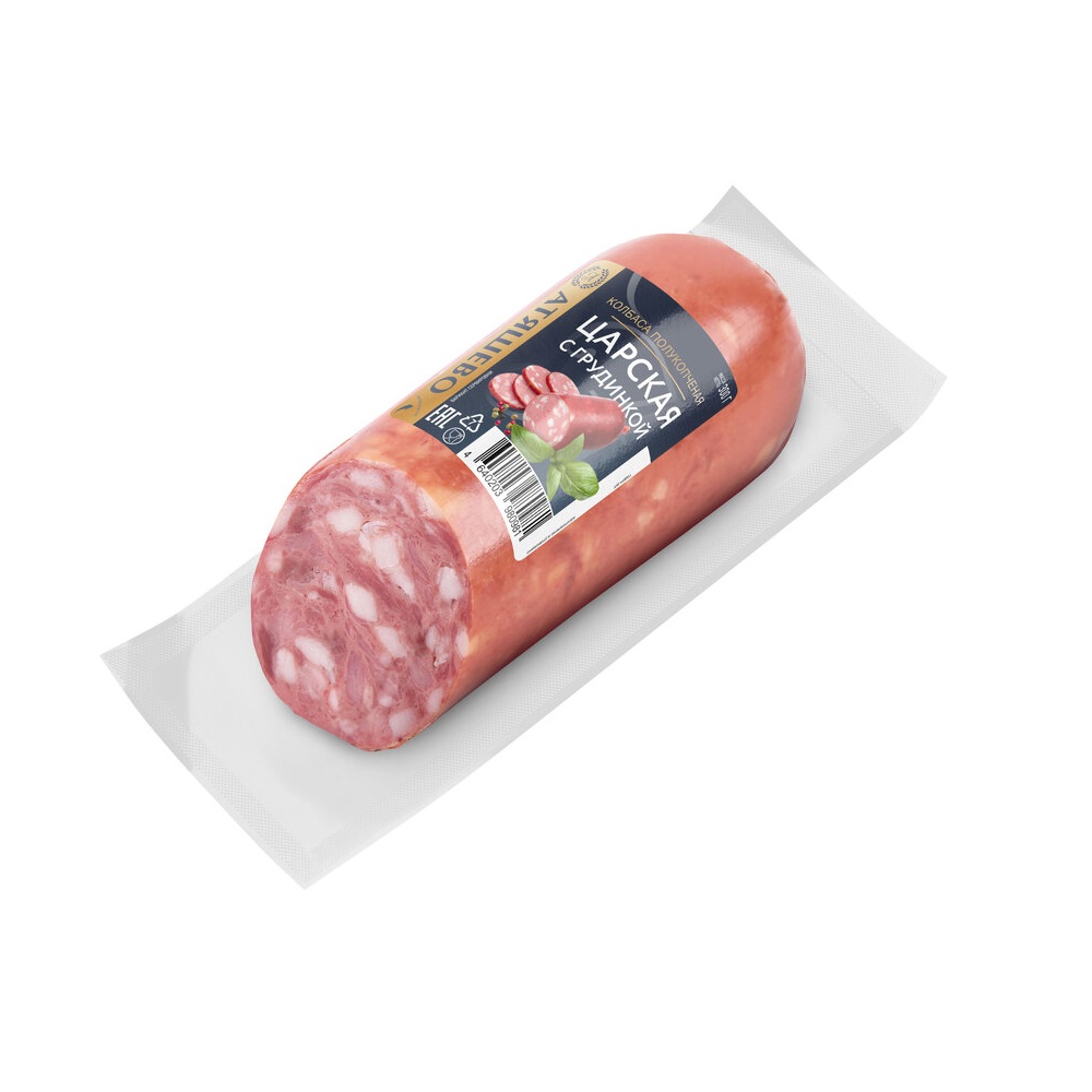 Колбаса п/к Атяшево Царская с грудинкой  в/у 0,3 кг (45 суток)