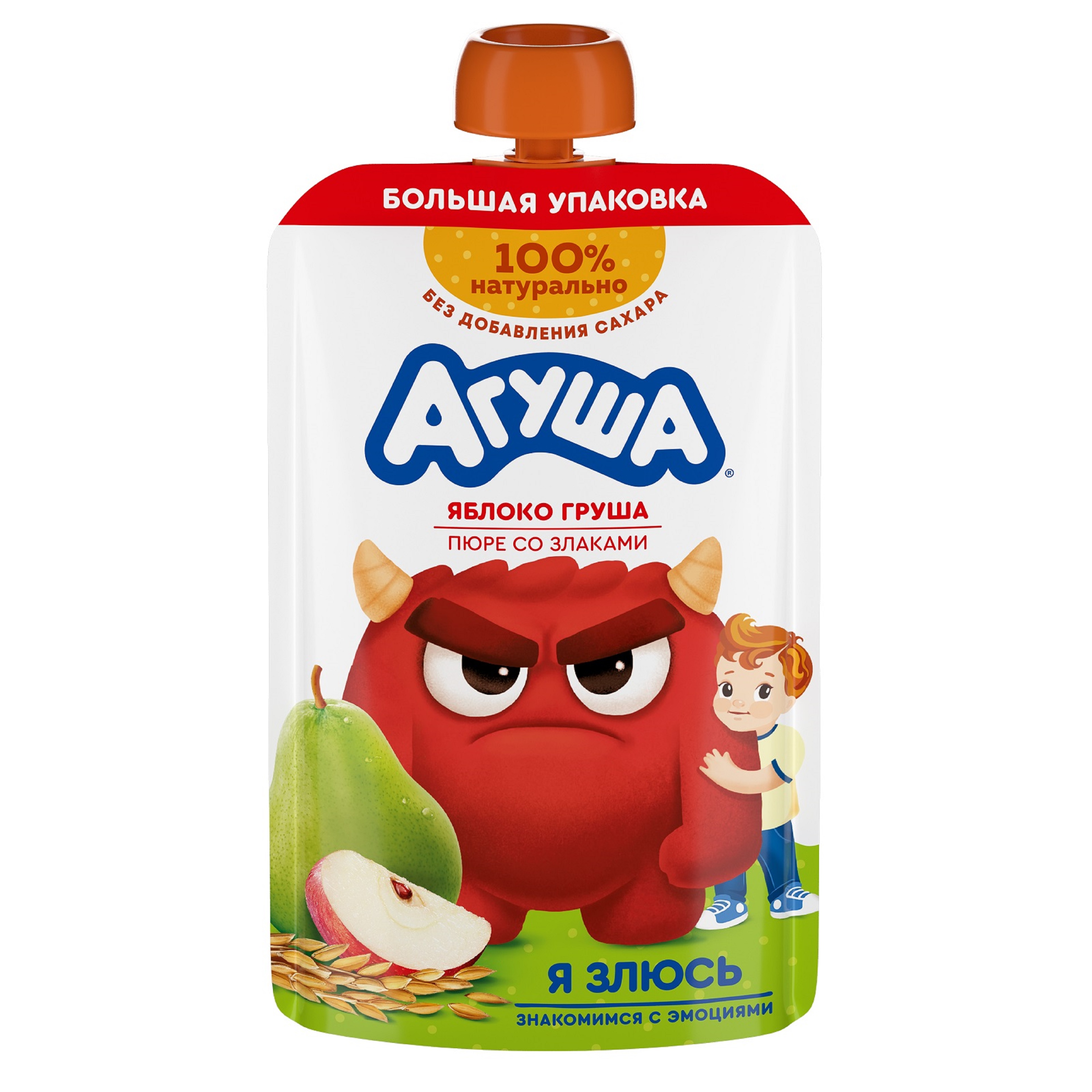 Пюре Агуша 160г Яблоко-груша-злаки пауч-пак (с 8 мес)