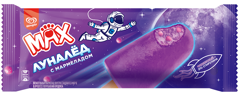 Мороженое ЮЛ фр.лёд MAX ВКУС ЗЕМЛЯНИКИ С МАРМЕЛАДОМ БАБЛ-ГАМ 30*55г