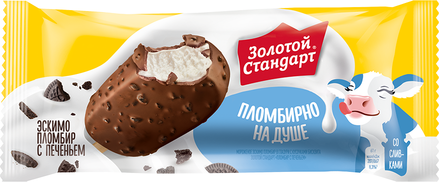 Мороженое ЮЛ эскимо ЗОЛОТОЙ СТАНДАРТ В ГЛАЗУРИ С ПЕЧЕНЬЕМ 25*61г