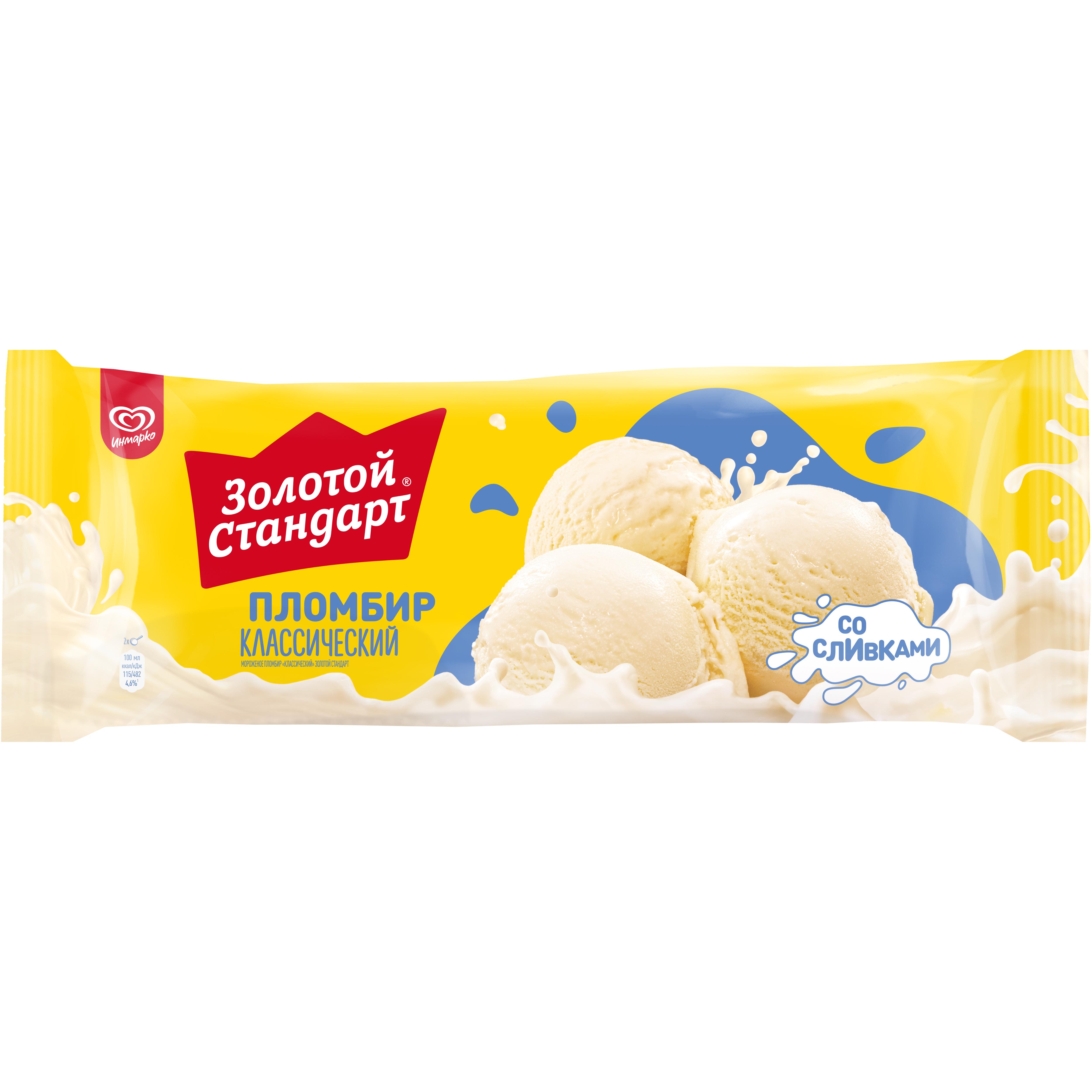 Мороженое ЮЛ пакет пл-р ЗОЛОТОЙ СТАНДАРТ КЛАССИЧЕСКИЙ БОЛШ ВЕСОВОЕ 4*990г