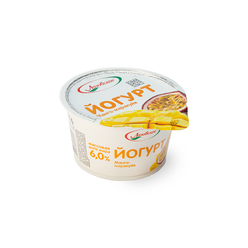 Йогурт Лазовский фруктовый Манго-Маракуйя мдж  6% стакан 150г