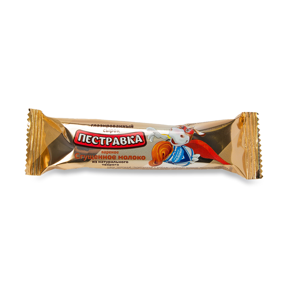 (Палочки) Сырок творожный глазированный Пестравка с варёным сгущённым молоком 5 % флоу-пак 30 гр.