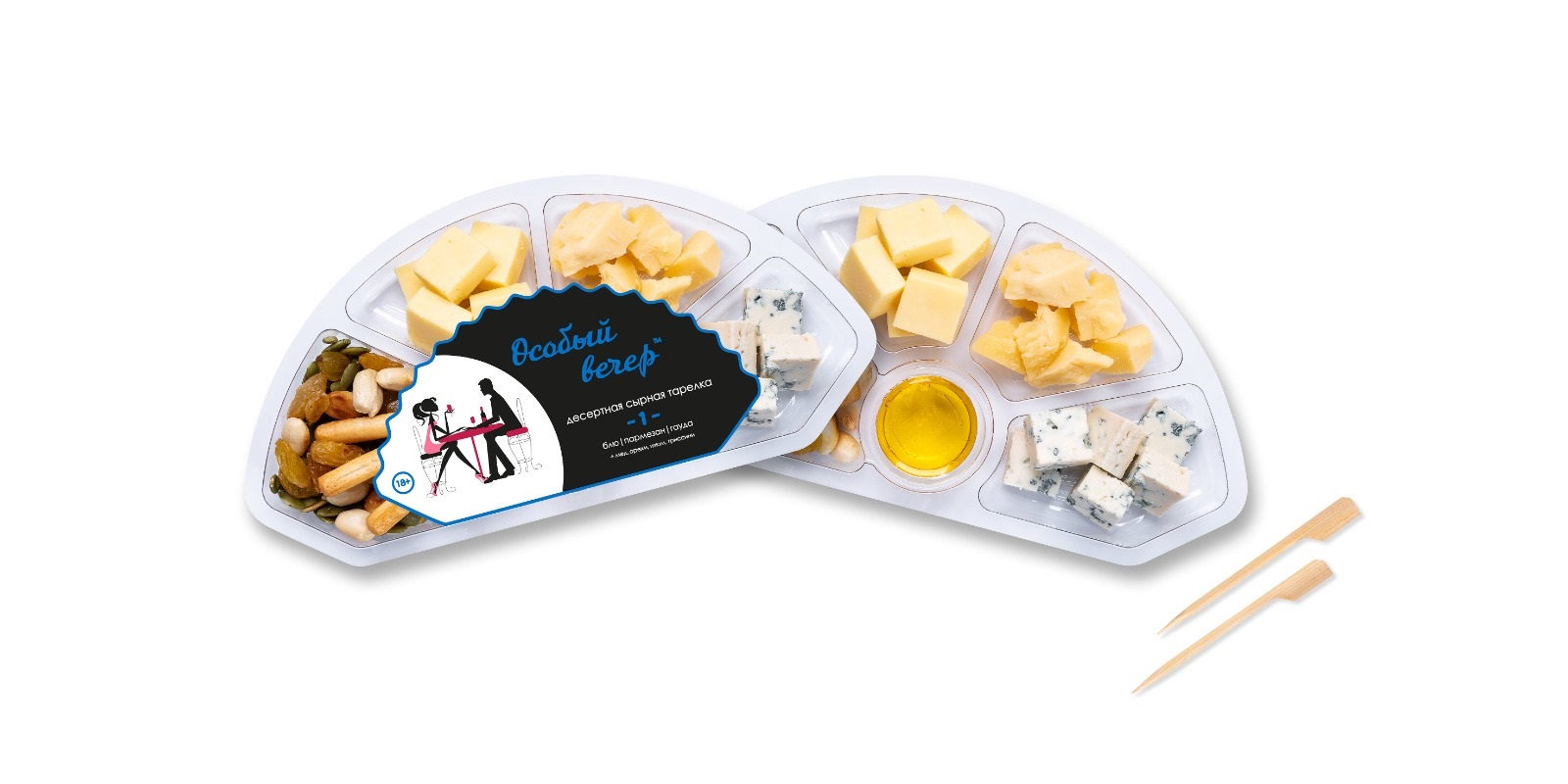 Десертная сырная тарелка Дениз Ричардс Особый вечер 1 (блю, пармезан, гауда, мед, арахис, тыквенные семечки, изюм, гриссини) 120г