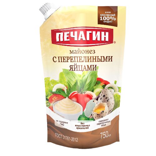 Майонез Печагин с перепелиными яйцами 50 % дой-пак 750 мл (с примоткой )