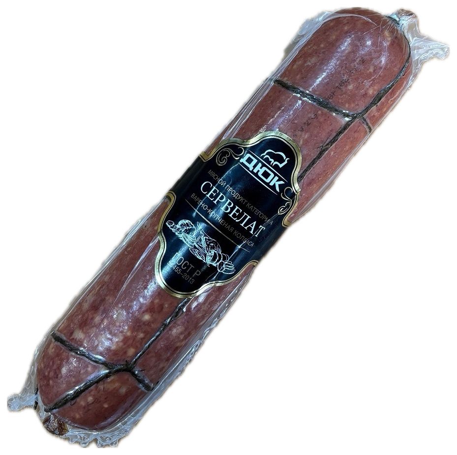 Колбаса в/к ДЮК Сервелат в обвязке в/у вес ~1кг