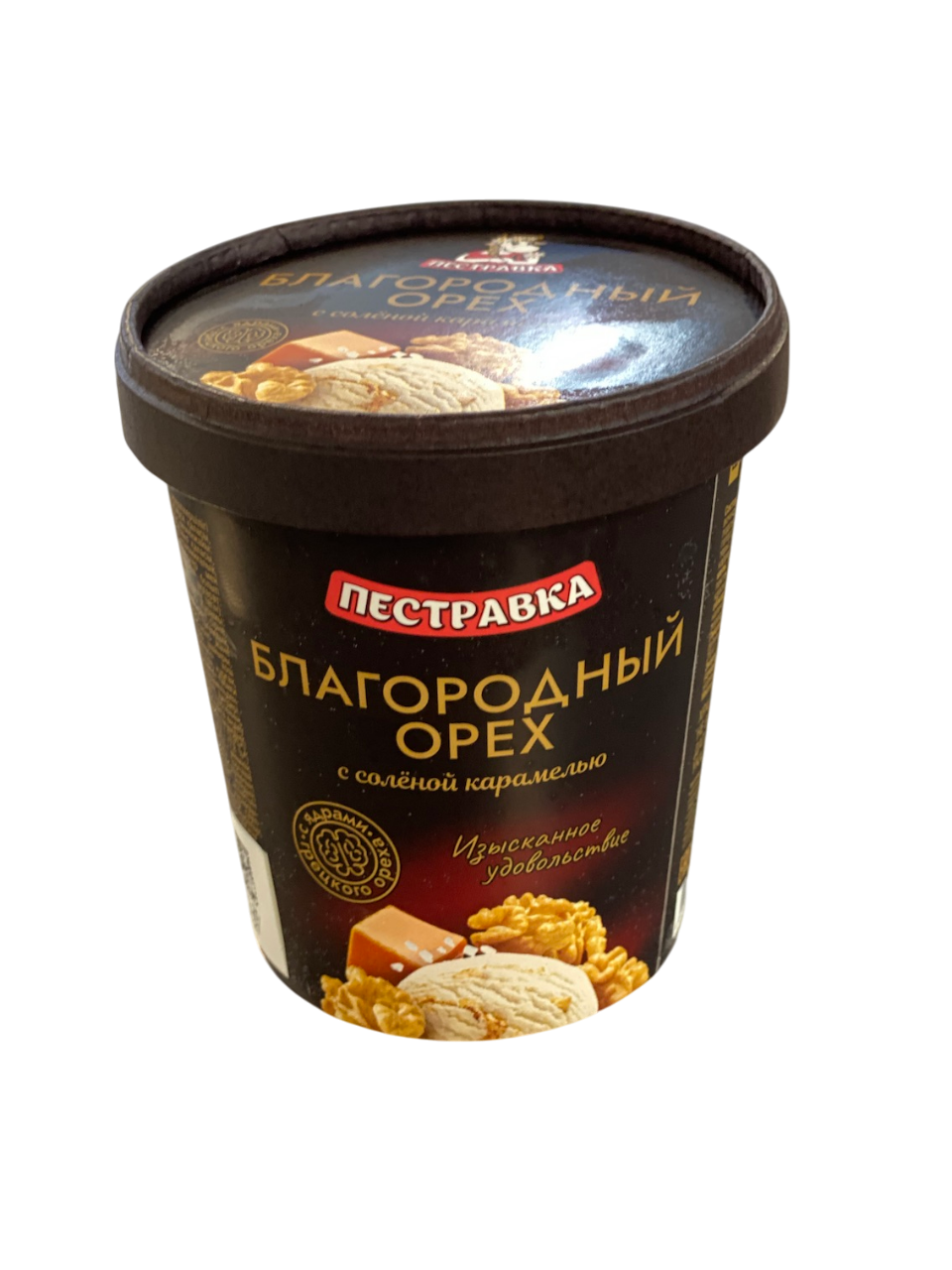 01.Мороженое ПЕСТРАВКА ведро пл-р с гр.орехом и солен.карамелью 270г (В49)