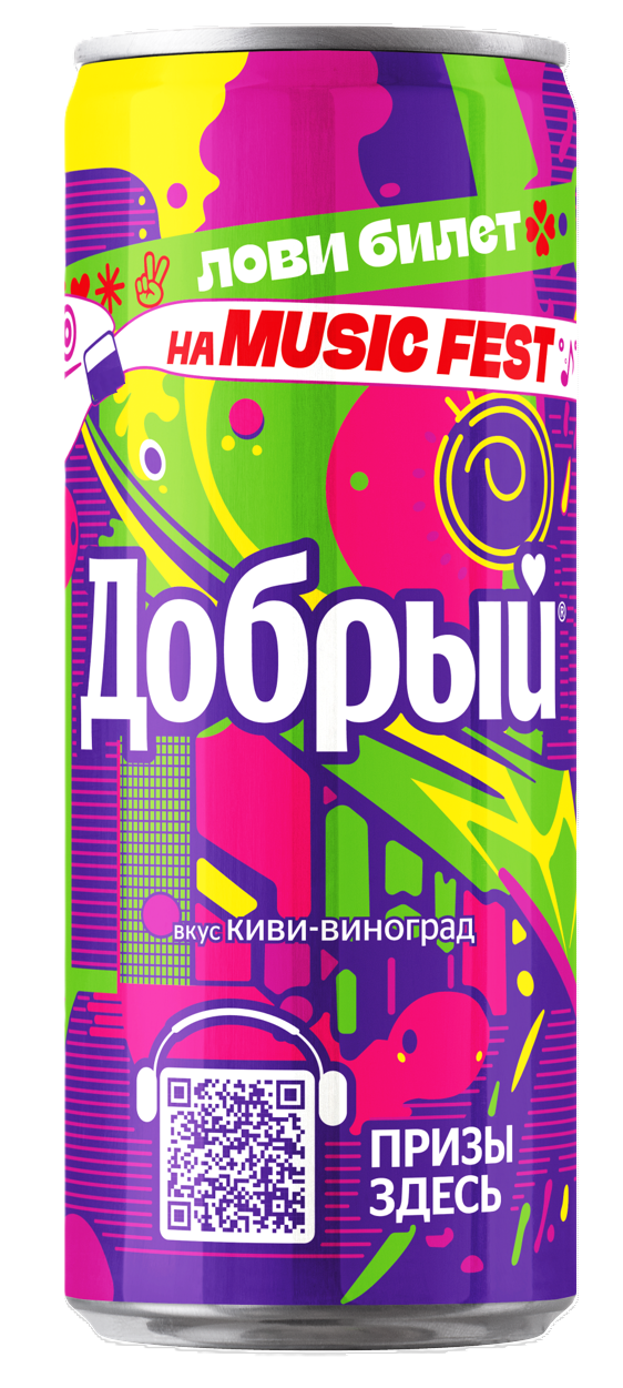 Газ напиток Добрый Киви-Виноград газ 0,33л ж/б *12