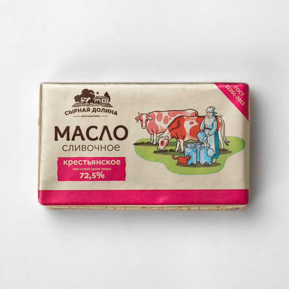 Масло Сырная Долина Крестьянское ГОСТ 72,5% 180гр